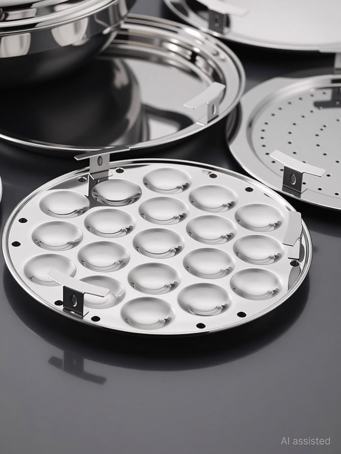 Image of BuddyBox Idly maker steel with 02 Idli maker, 02 Dhokla maker, 1 Patra and 1Mini idli Induction & Standard Idli Maker