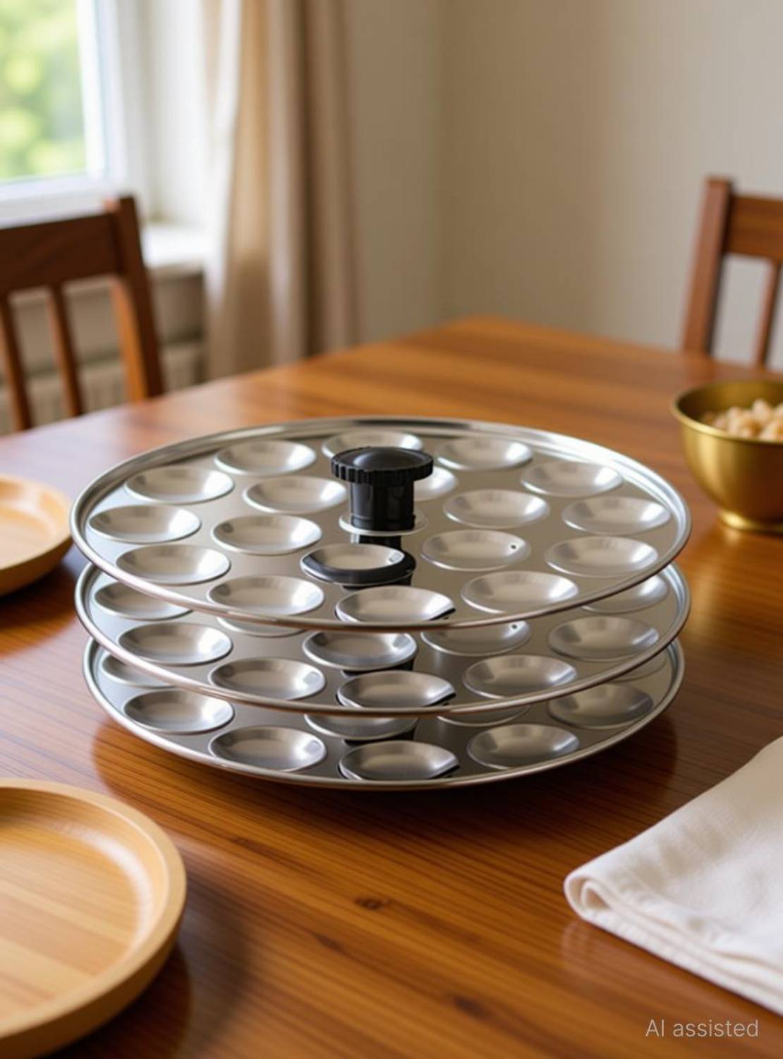 AadiVeer Stainless Steel Mini Idli Plates | Small Idli Maker, With Bakelite Knobs Induction & Standard Idli Maker