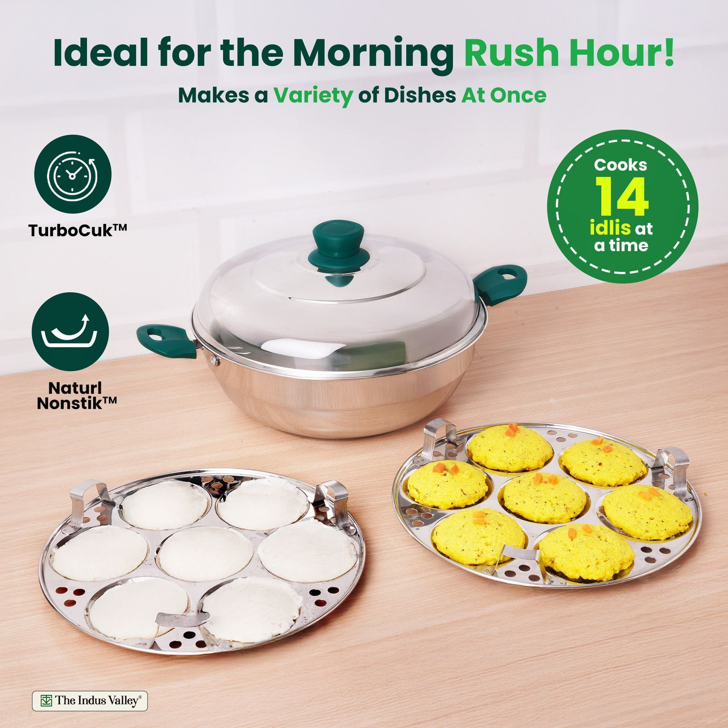 Image of The Indus Valley Stainless Steel 3-Layer Bottom Idli maker /pot | 27 cm Diameter Induction & Standard Idli Maker