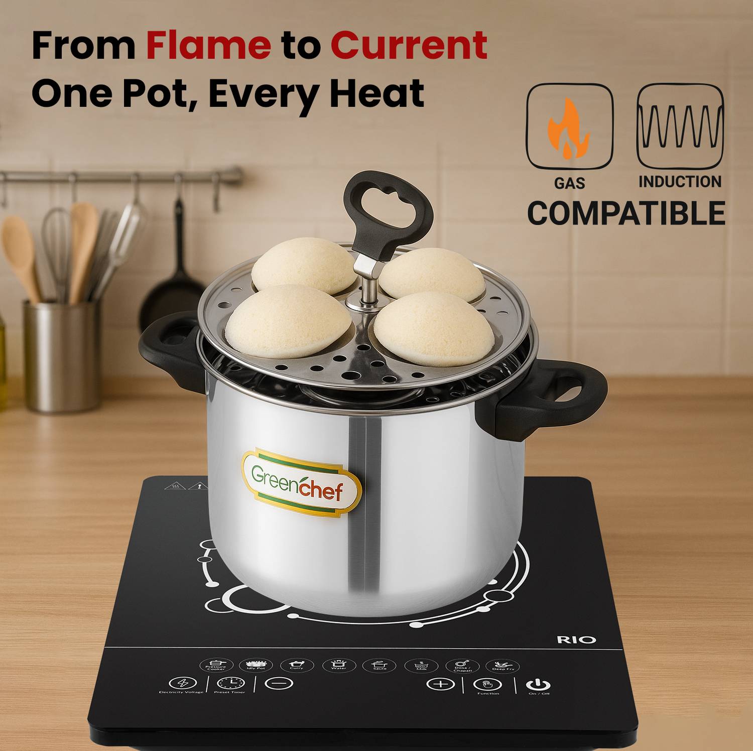 Greenchef Vesta Induction Idli Maker (4 Plates , 16 Idlis )