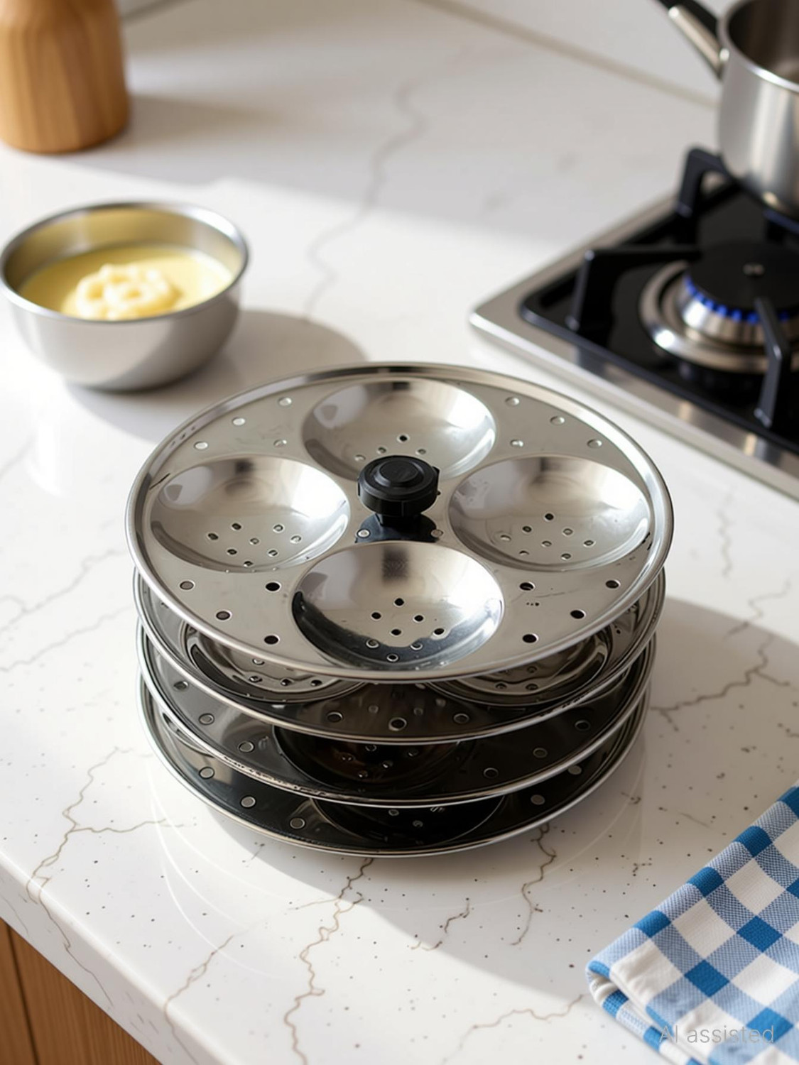 Image of Shree Shyam IDLI STAND Induction & Standard Idli Maker (4 Plates, 16 Idlis )