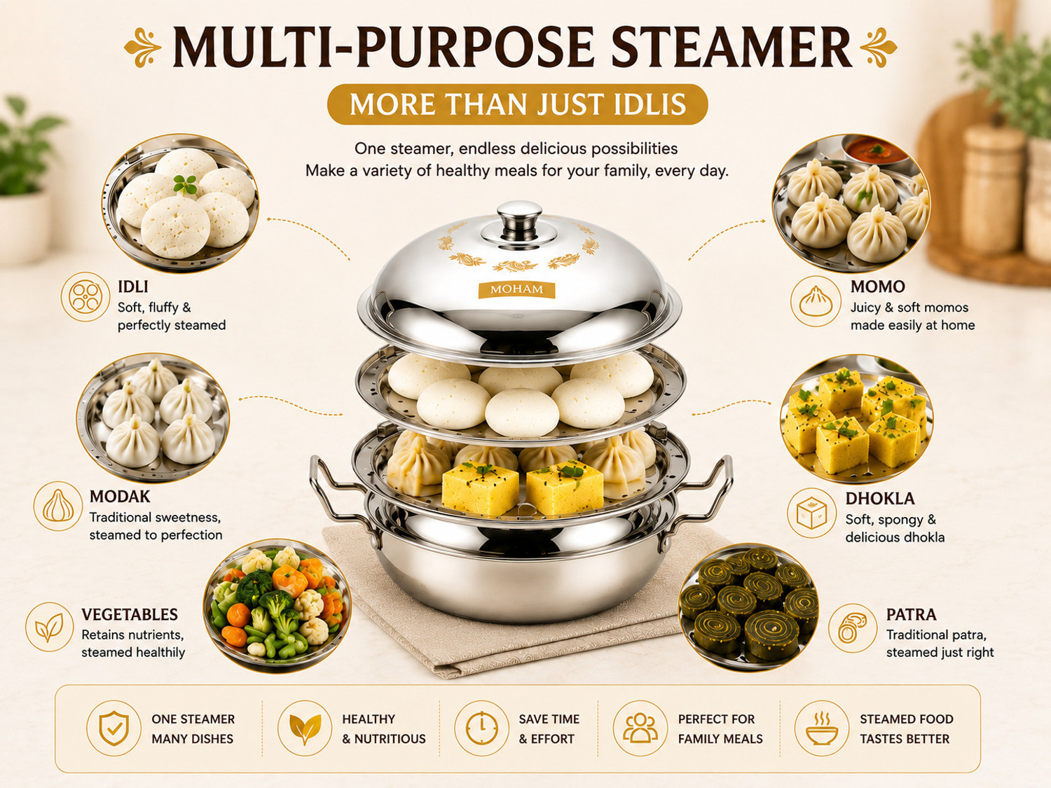 Image of Moham idlimaker Induction & Standard Idli Maker