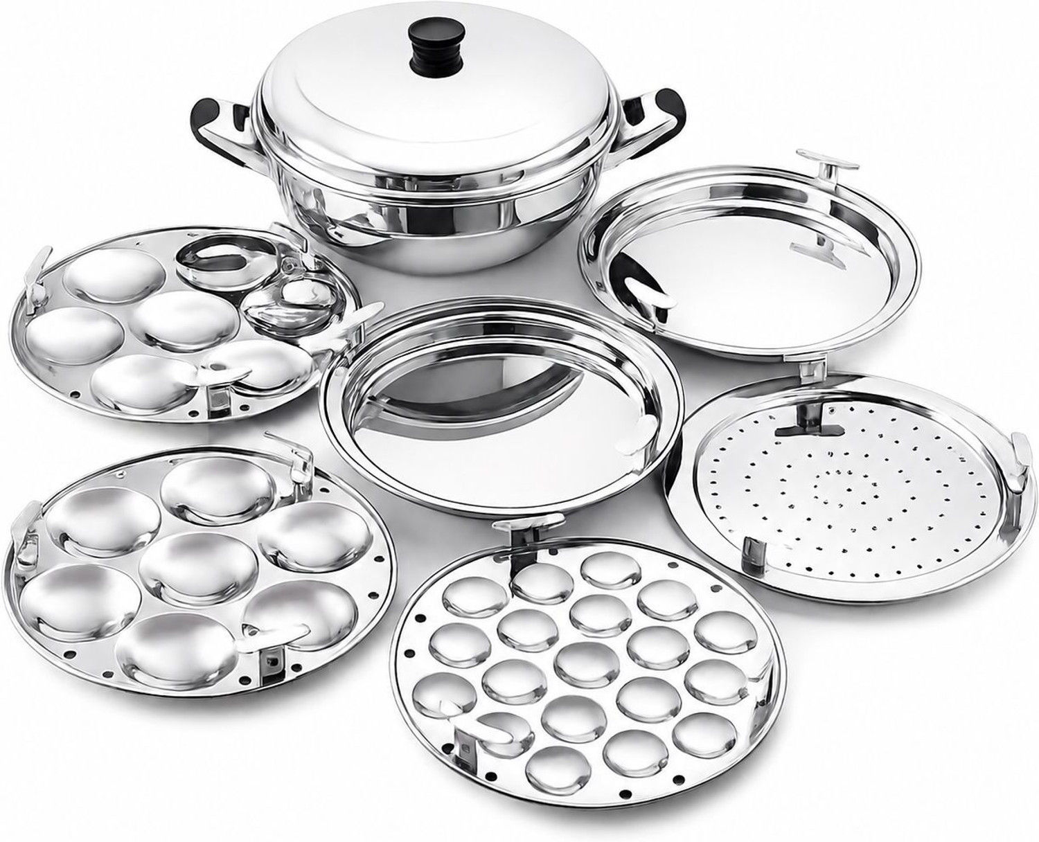 Image of KRB Multi Kadai Idli Make Dhokla & Patra Plates Idli Maker (6 Plates ,14Idlis) Induction & Standard Idli Maker