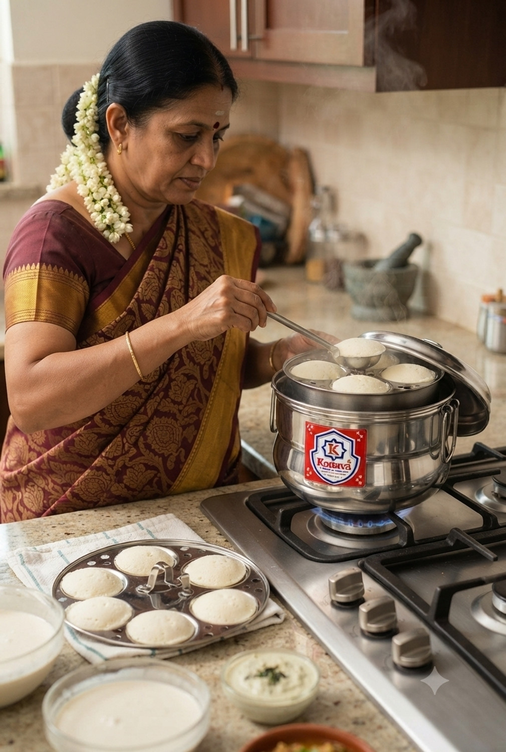 Image of Konava idly cooker,pot 9 idly Standard Idli Maker