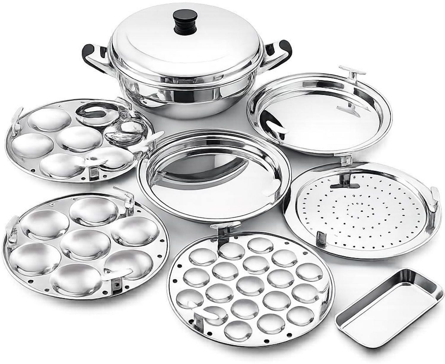 Image of KRB Multi Kadai Idli Make Dhokla & Patra Plates Idli Maker (6 Plates ,14Idlis) Induction & Standard Idli Maker