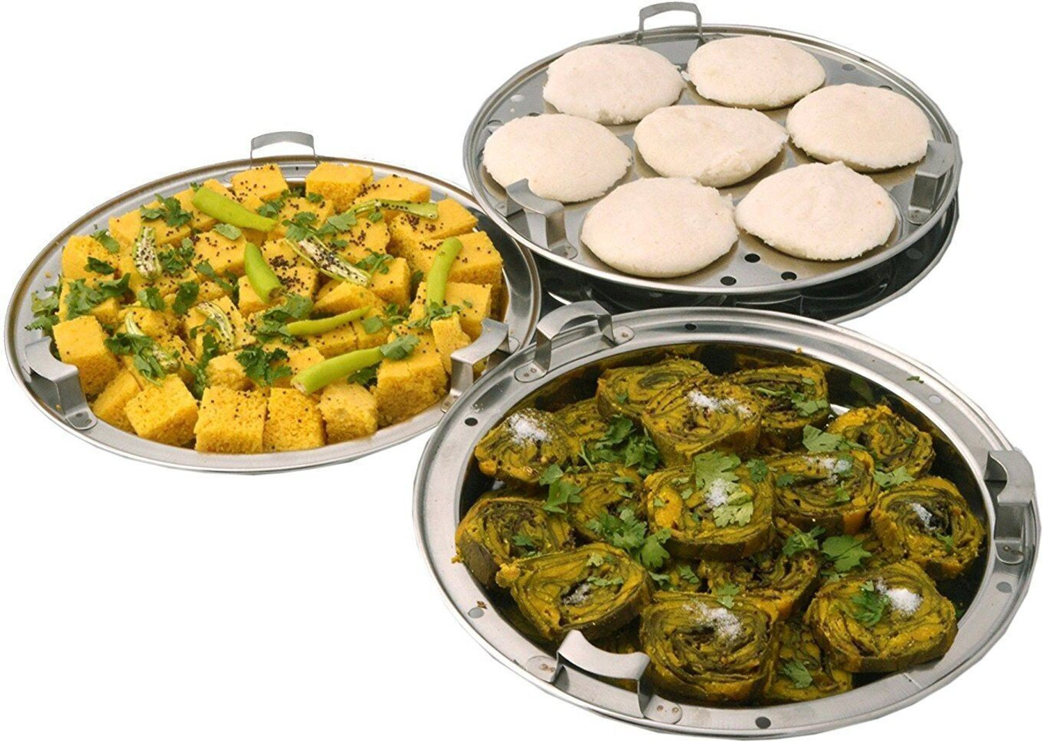 Image of WAYMORE All-in-One Steel Cooker Multi Kadai Steamer with Copper Bottom with 5Plates Standard Idli Maker