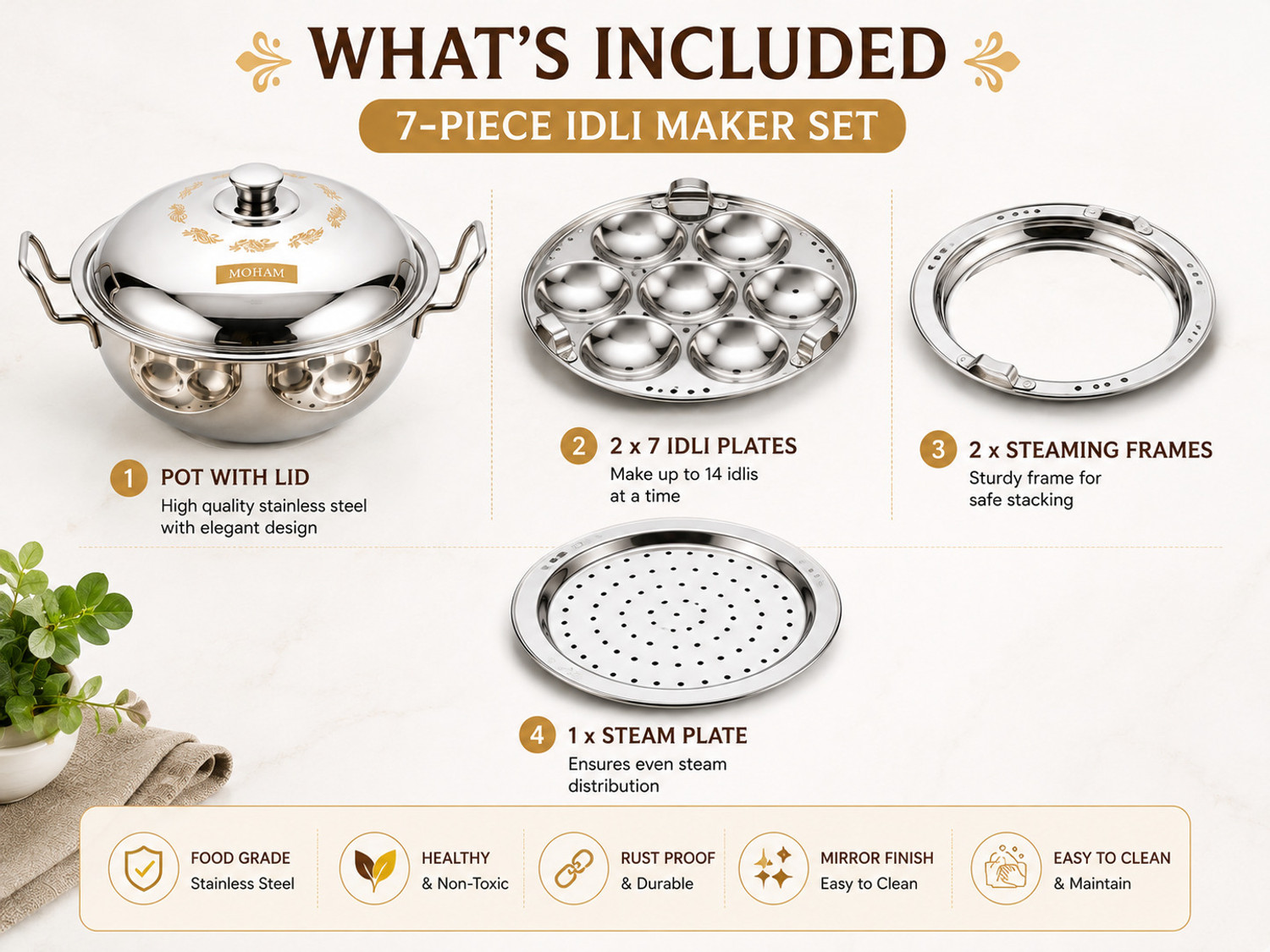 Image of Moham idlimaker Induction & Standard Idli Maker