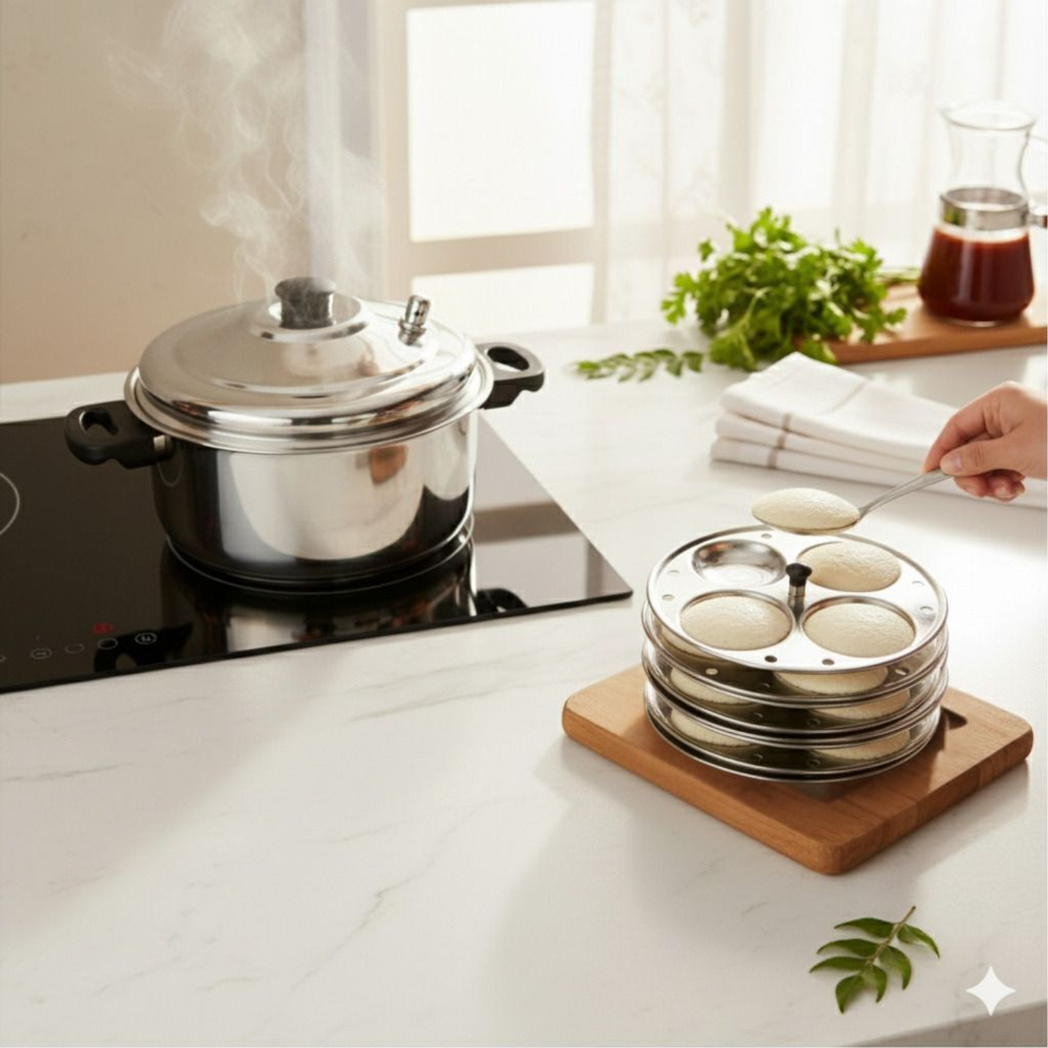 Image of Rk Durable 4-Plate Idli Steamer Pot | Multi-Use Vessel Induction & Standard Idli Maker