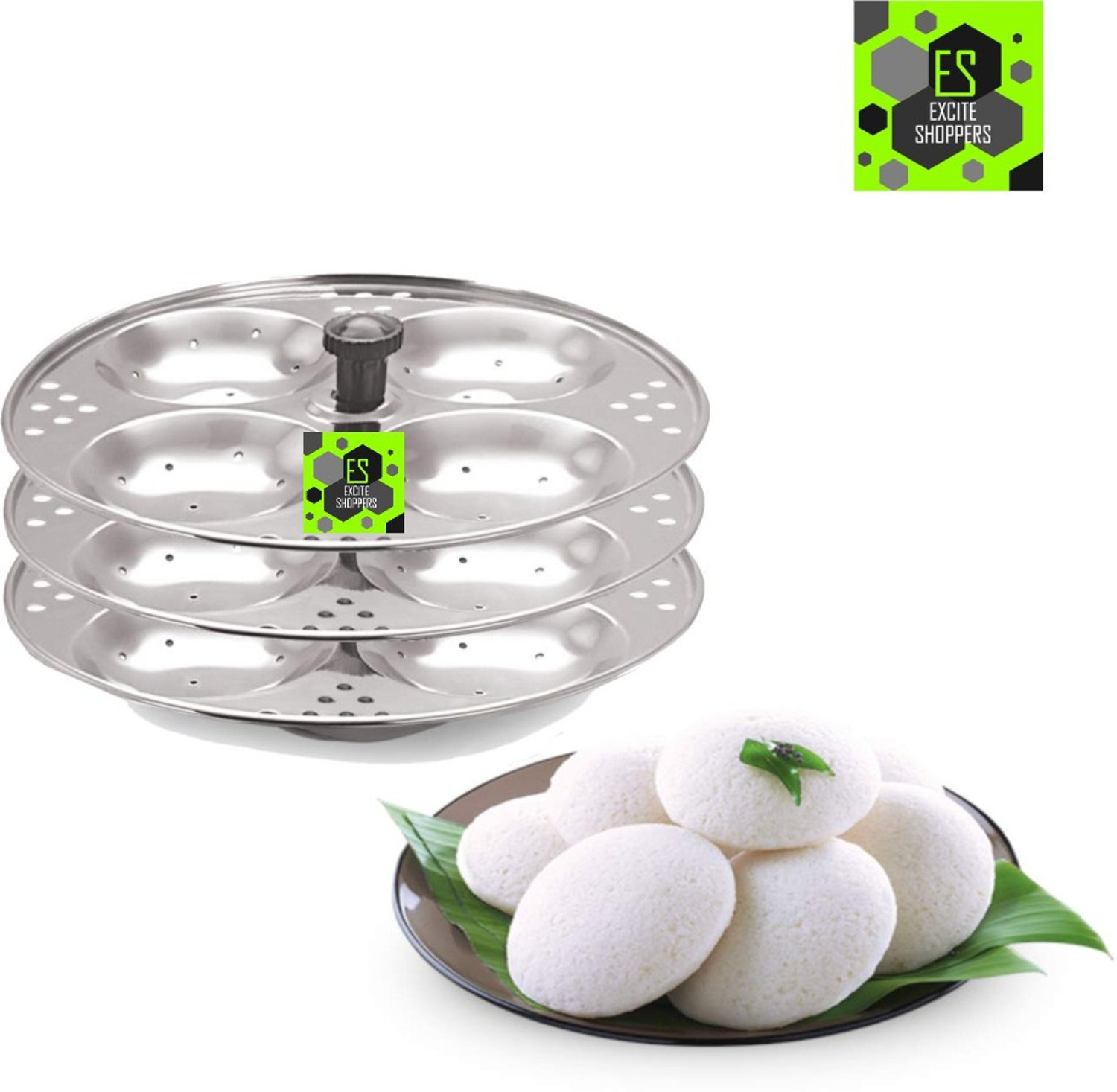 Image of Excite Shoppers Heavy Quality 3 Plates Stainless Steel Idli Maker Standard Idli Maker