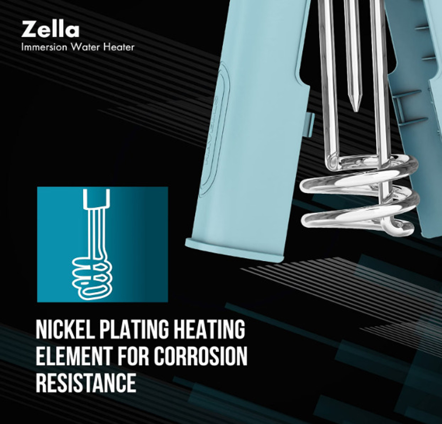 Image of HAVELLS Plastic Zella Automatic Cut-Off,Safe Operation Pack 1 1500 W Immersion Heater Rod (Water)