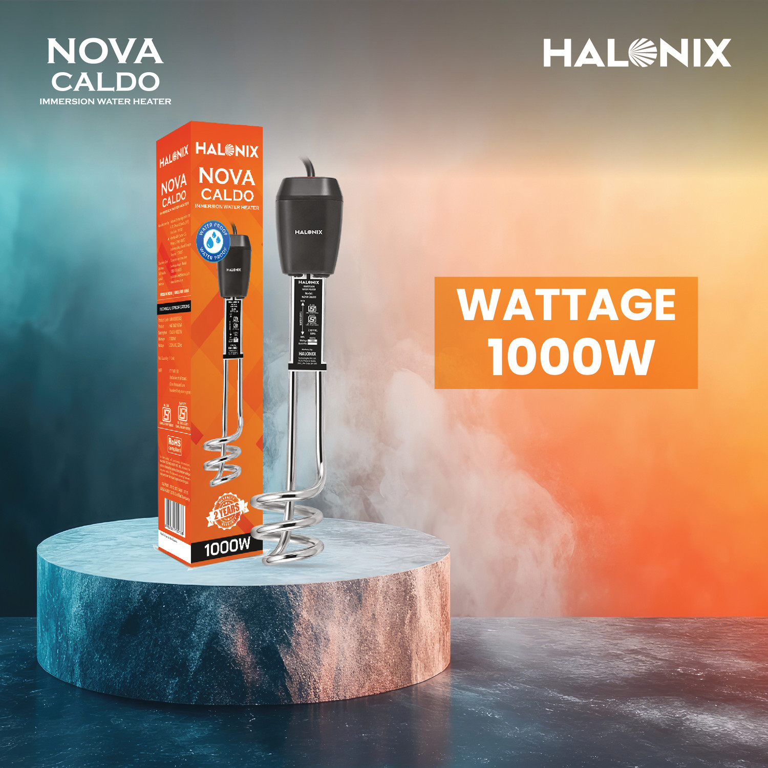 Image of HALONIX Nova CALDO 1000W Water Proof 1000 W Shock Proof Immersion Heater Rod