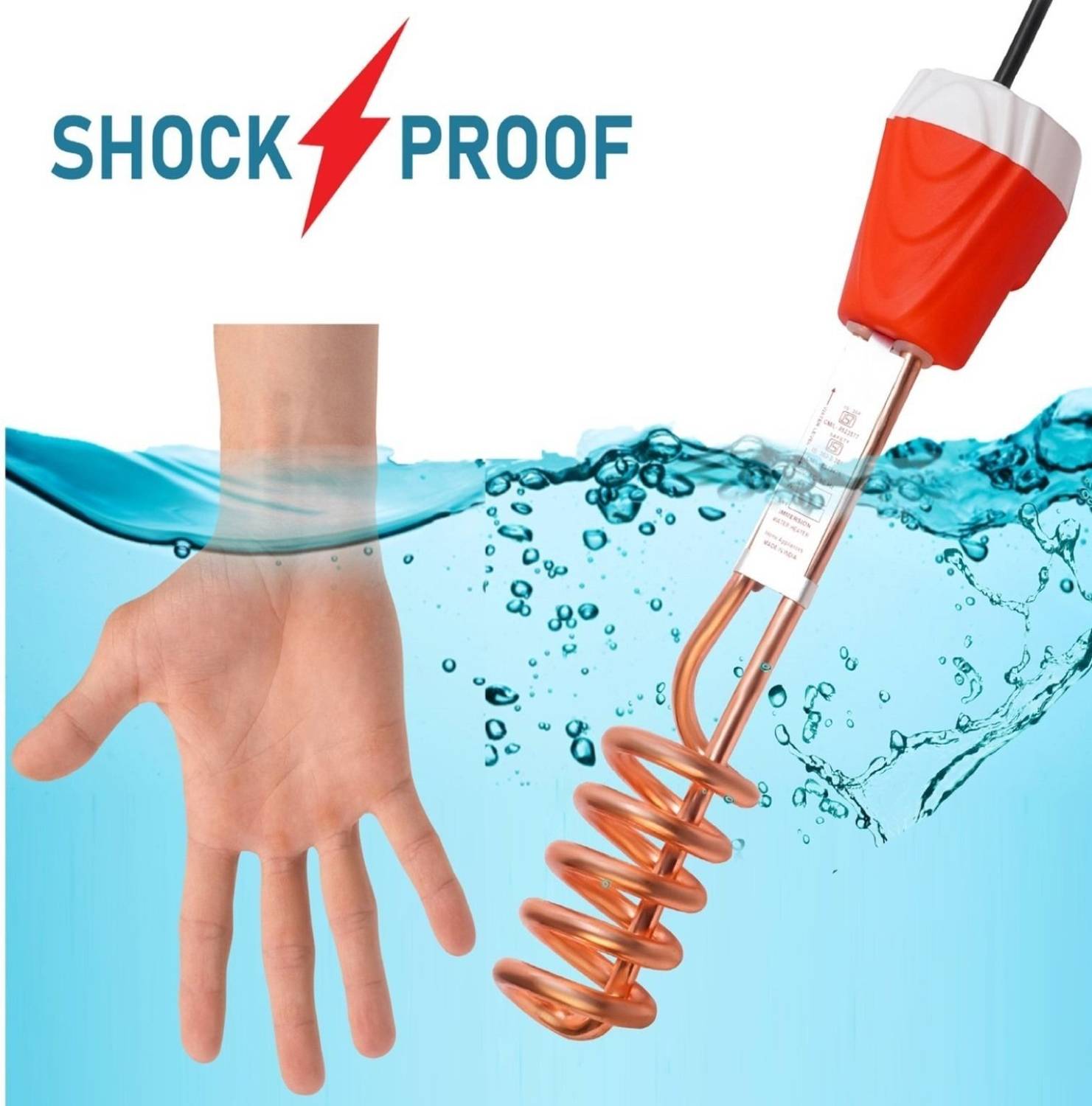 Pure Watt EA004 Copper 2000 W Shock Proof Immersion Heater Rod (W