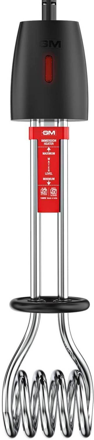 GM Immersion Rod Water Heater with Bucket Guard with 1.6 Meter Wire 3 Pin Moulded 1500 W Shock Proof Immersion Heater Rod