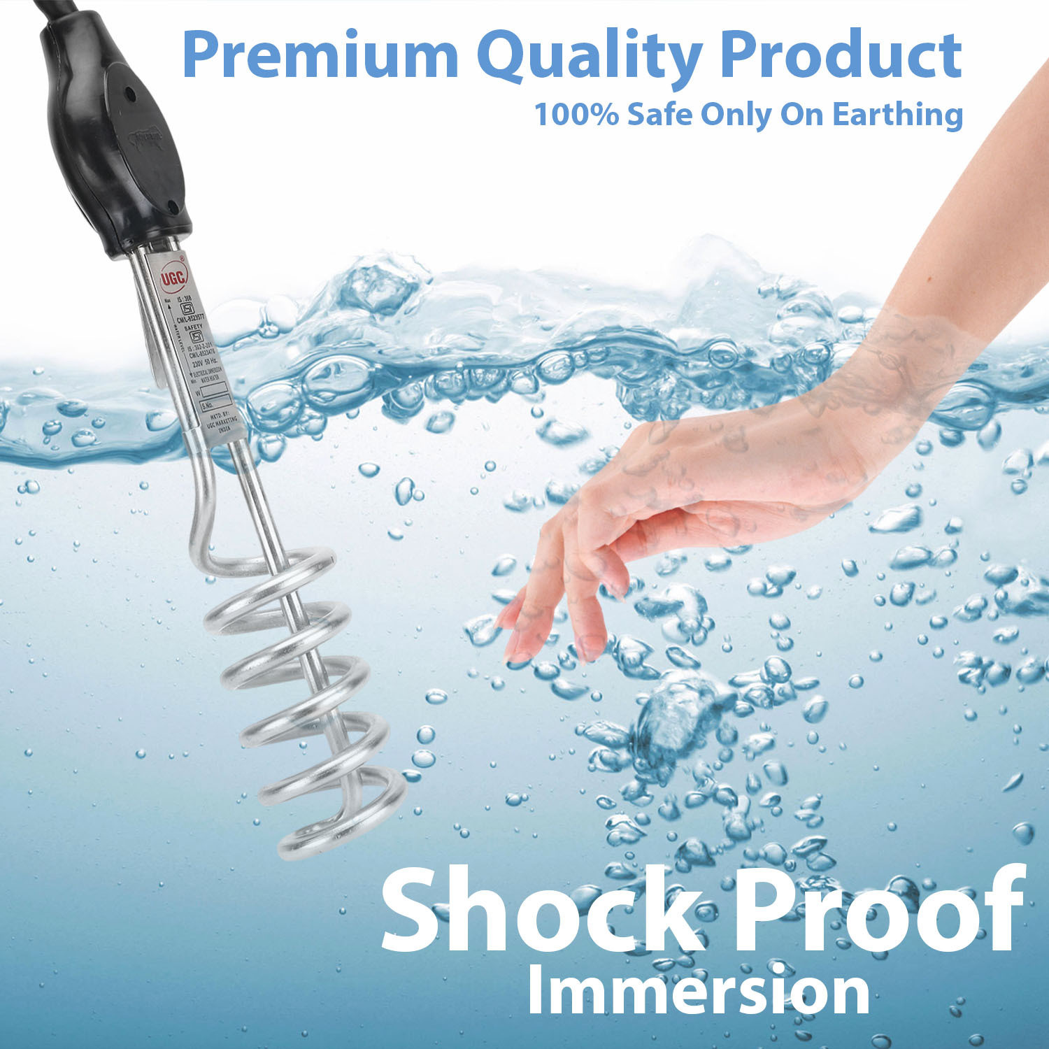 Image of UGC 1500W Immersion Water Heater Rod - Durable, Safe, & Premium Quality 1500 W Immersion Heater Rod