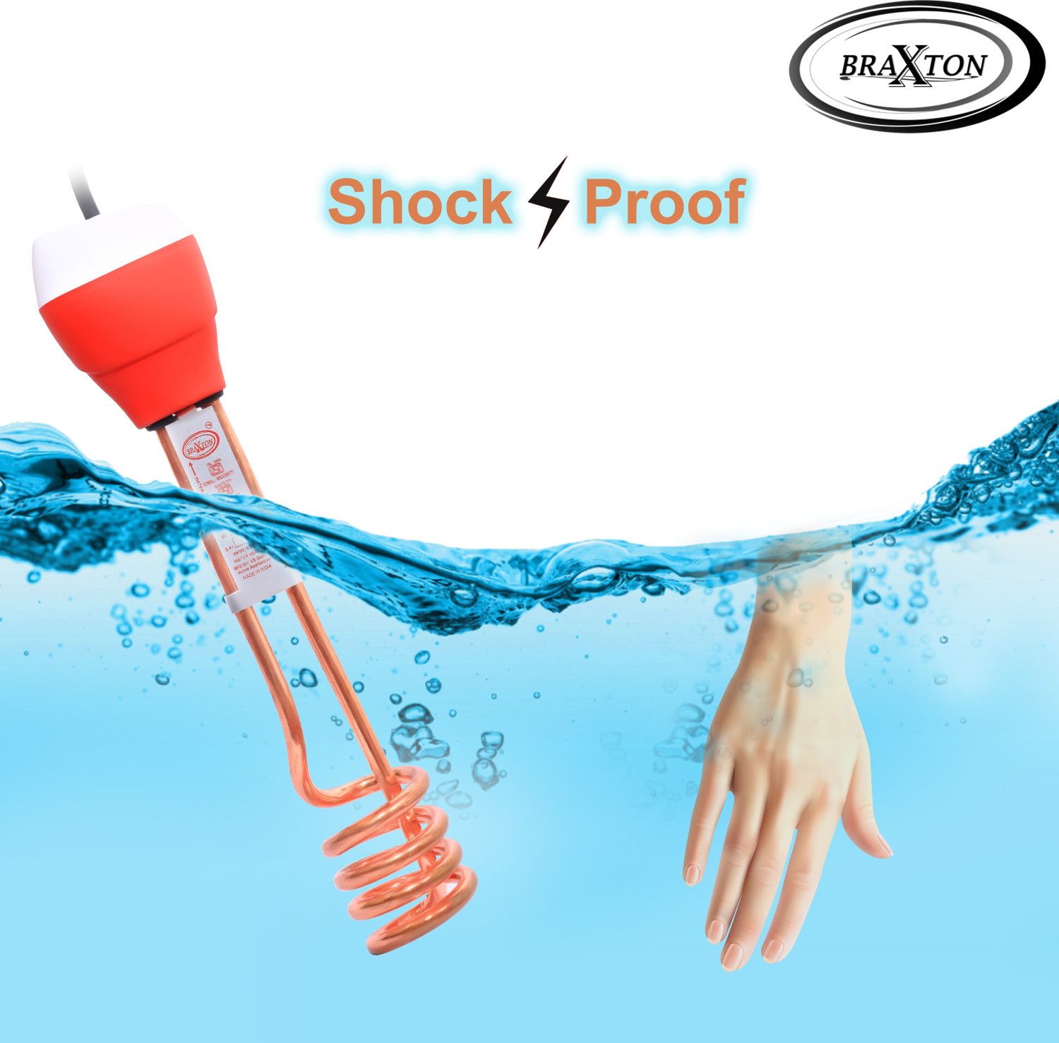 Image of Braxton ISI Certified Water-Proof Copper Red SRC-202 2000 W Shock Proof Immersion Heater Rod
