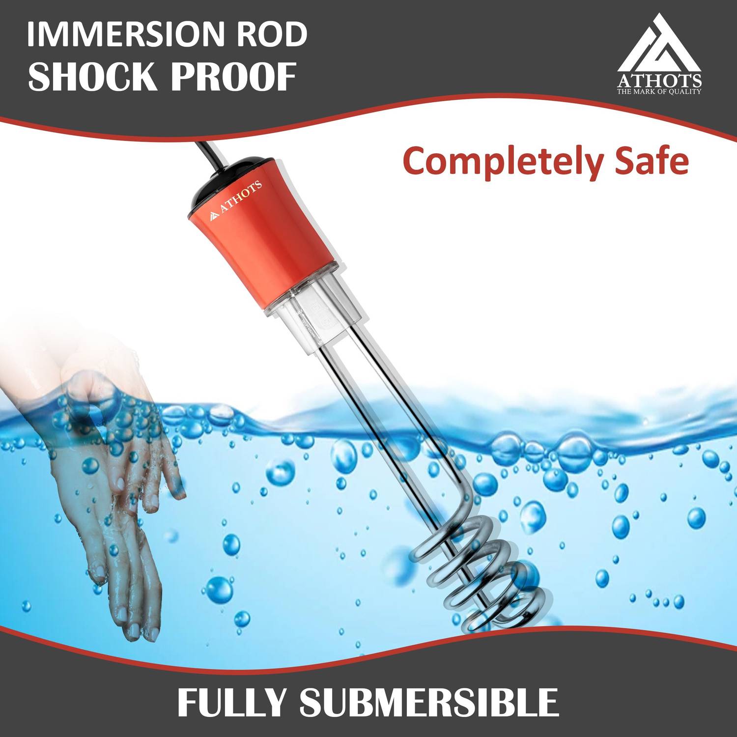 Athots Rotten 2000 W Shock Proof Immersion Heater Rod (Water)