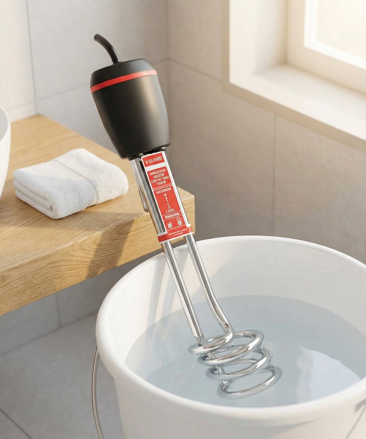 V-Guard VIMH-101 | Shock Proof | Waterlevel Indicator 1000 W Shock Proof Immersion Heater Rod