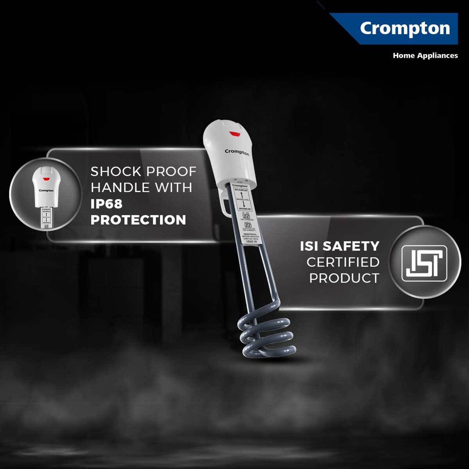 Image of Crompton AIMR-SPAS15B 1500 W Shock Proof Immersion Heater Rod (WATER)