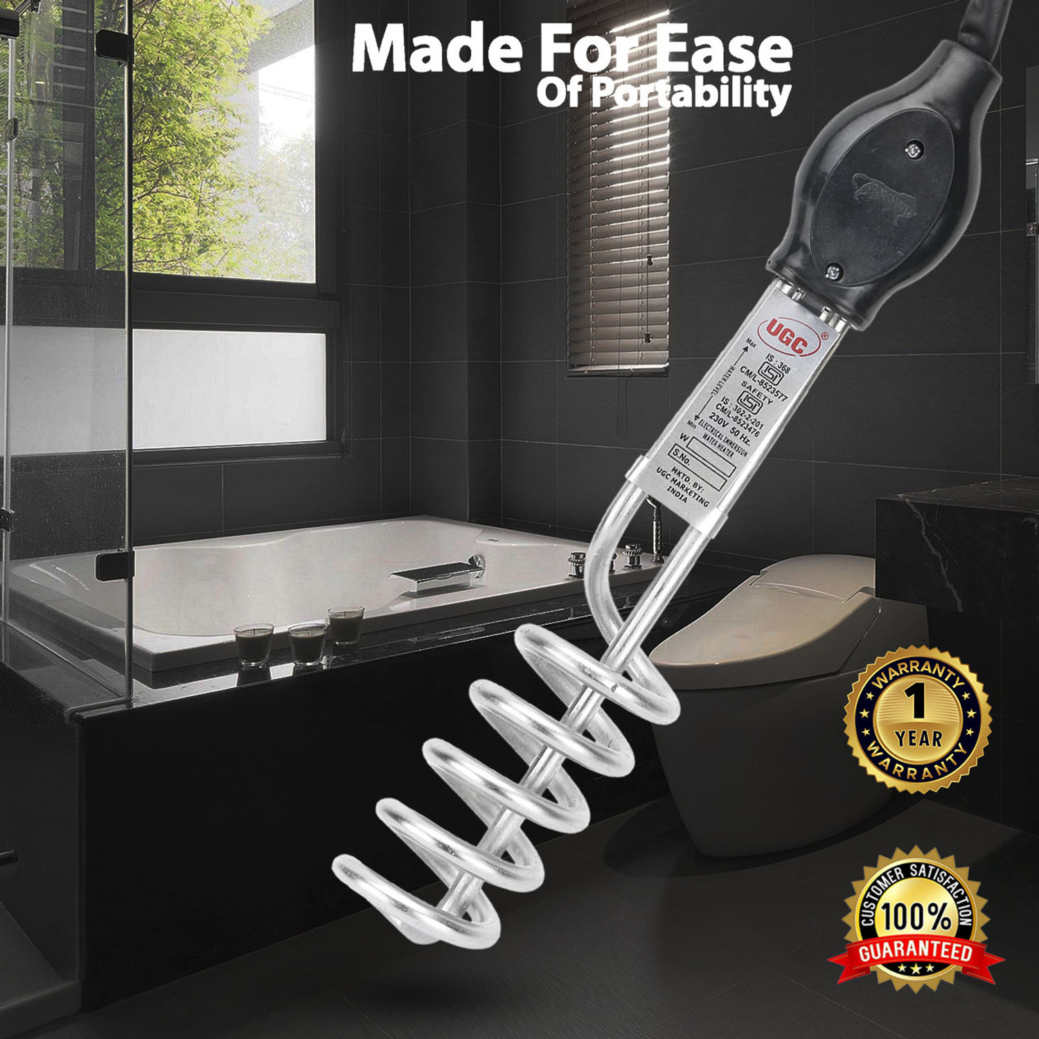 Image of UGC 1500W Immersion Water Heater Rod - Durable, Safe, & Premium Quality 1500 W Immersion Heater Rod