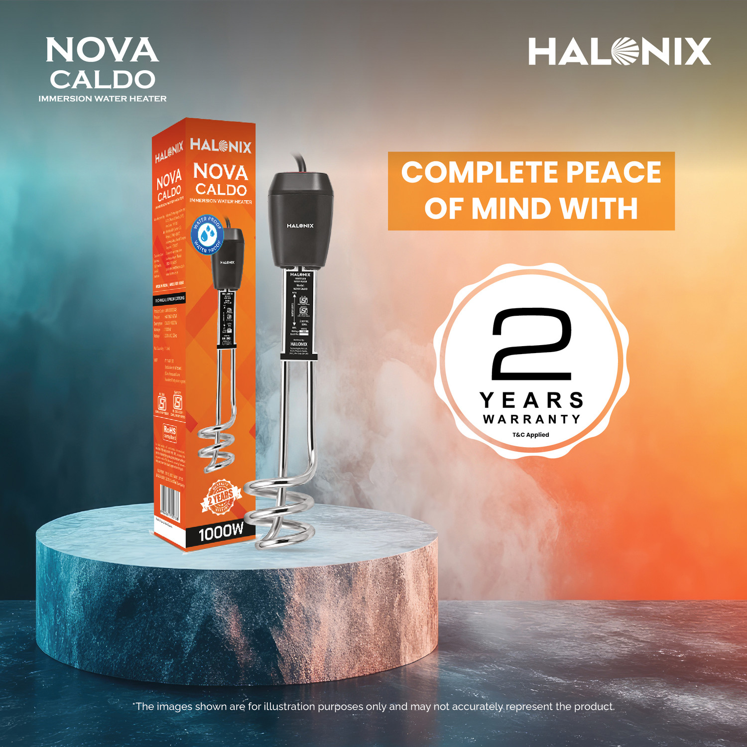 Image of HALONIX Nova CALDO 1000W Water Proof 1000 W Shock Proof Immersion Heater Rod