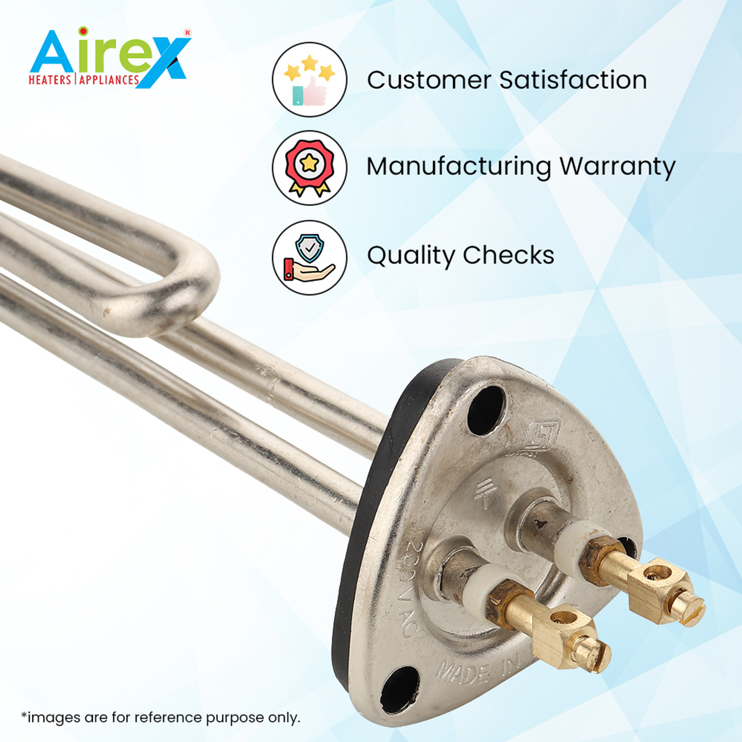 Image of Airex Triangle Type Geyser Heating Element 2000 W Shock Proof Immersion Heater Rod