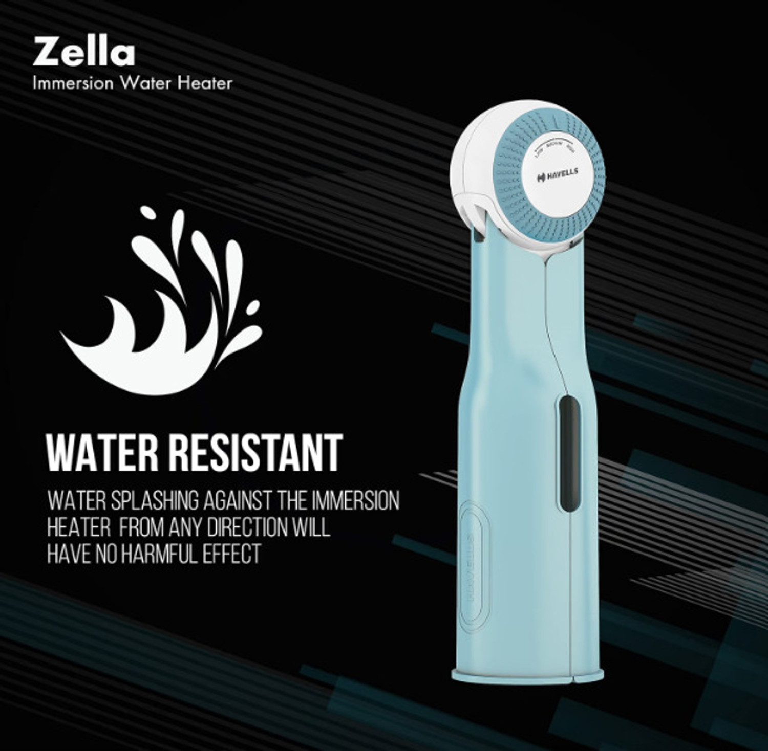 Image of HAVELLS Plastic Zella Automatic Cut-Off,Safe Operation Pack 1 1500 W Immersion Heater Rod (Water)
