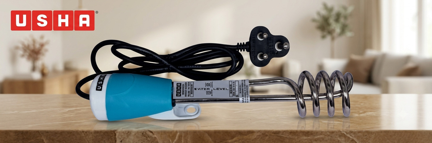 Image of USHA Fast & Efficient Heating / Shock-Proof Concealed Design / 2 year warranty 1500 W Shock Proof Immersion Heater Rod