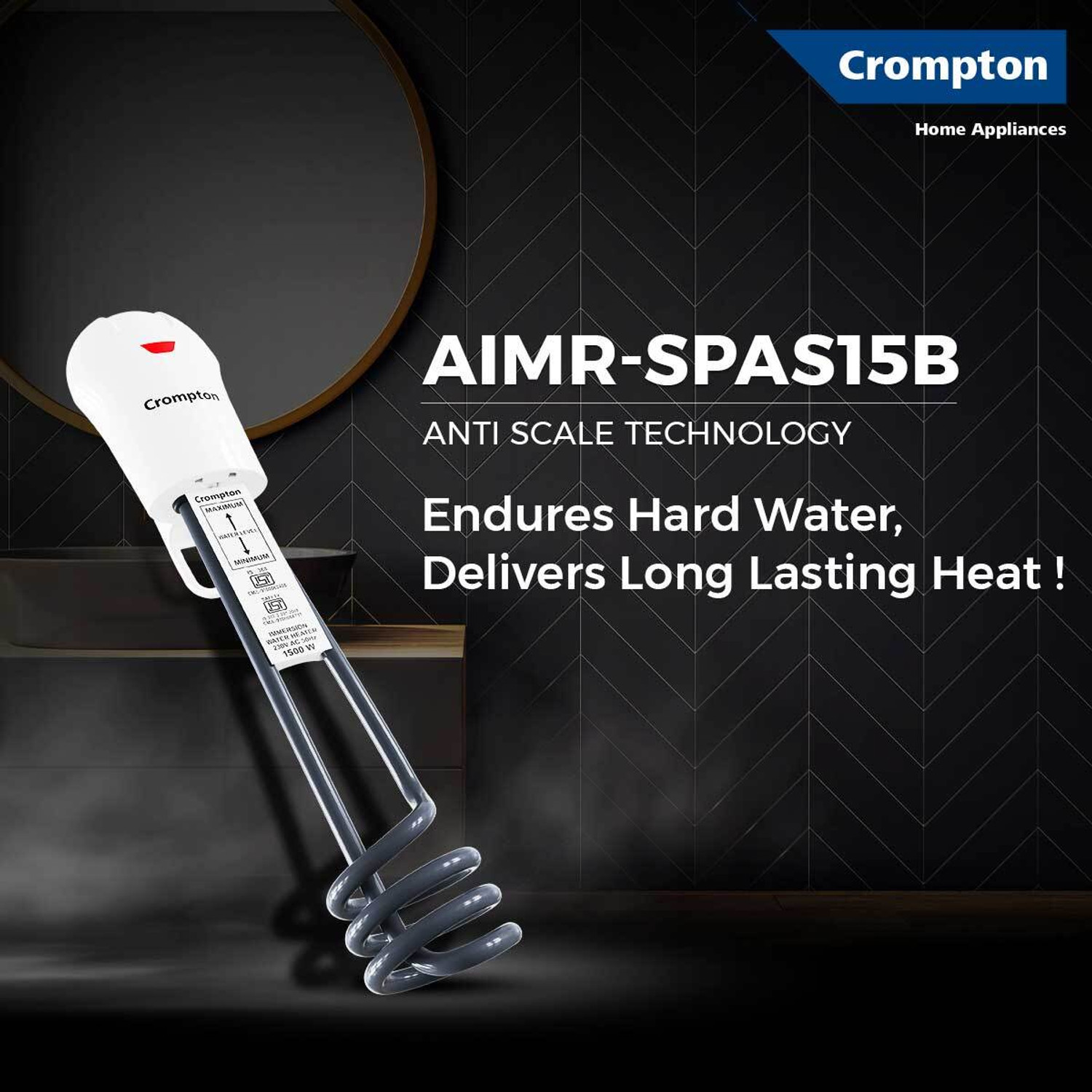 Image of Crompton AIMR-SPAS15B 1500 W Shock Proof Immersion Heater Rod (WATER)