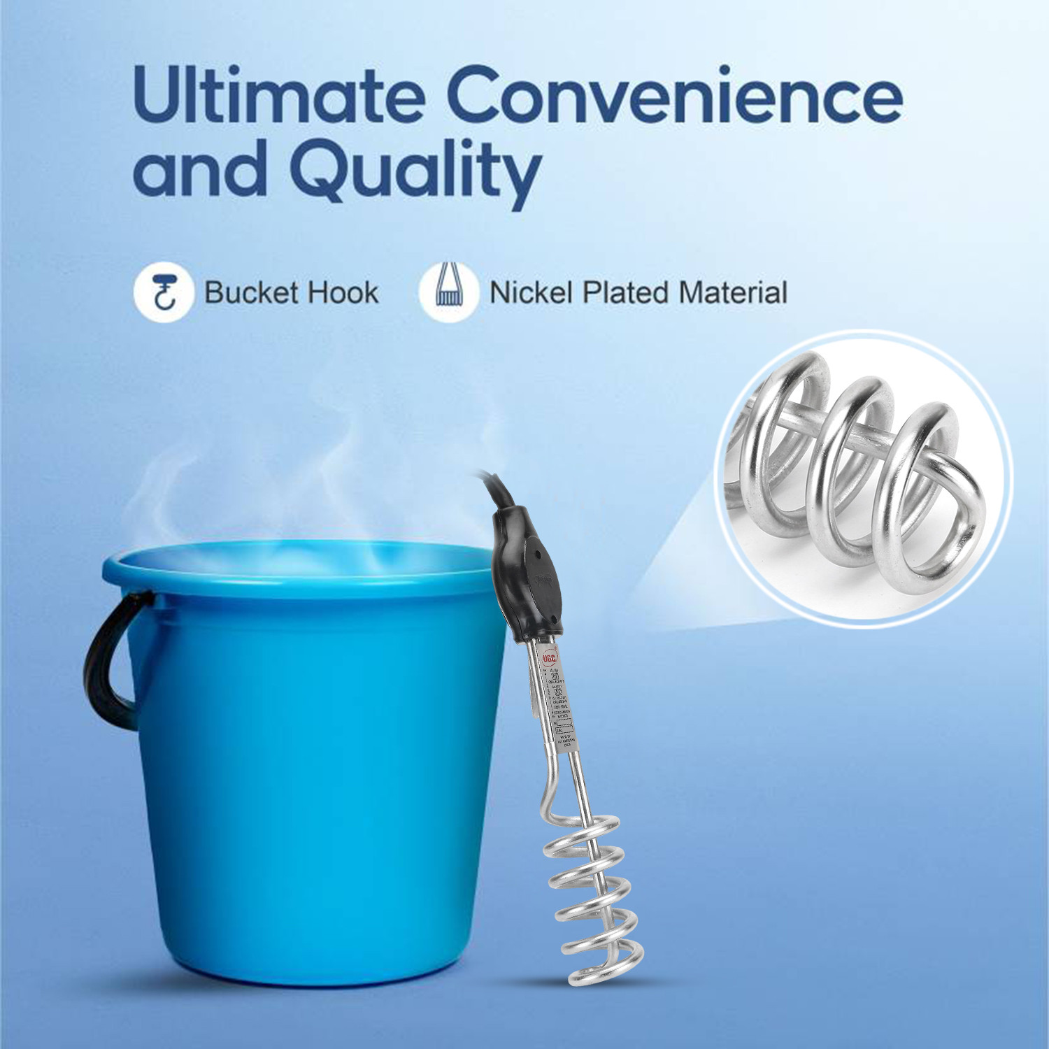 Image of UGC 1500W Immersion Water Heater Rod - Durable, Safe, & Premium Quality 1500 W Immersion Heater Rod