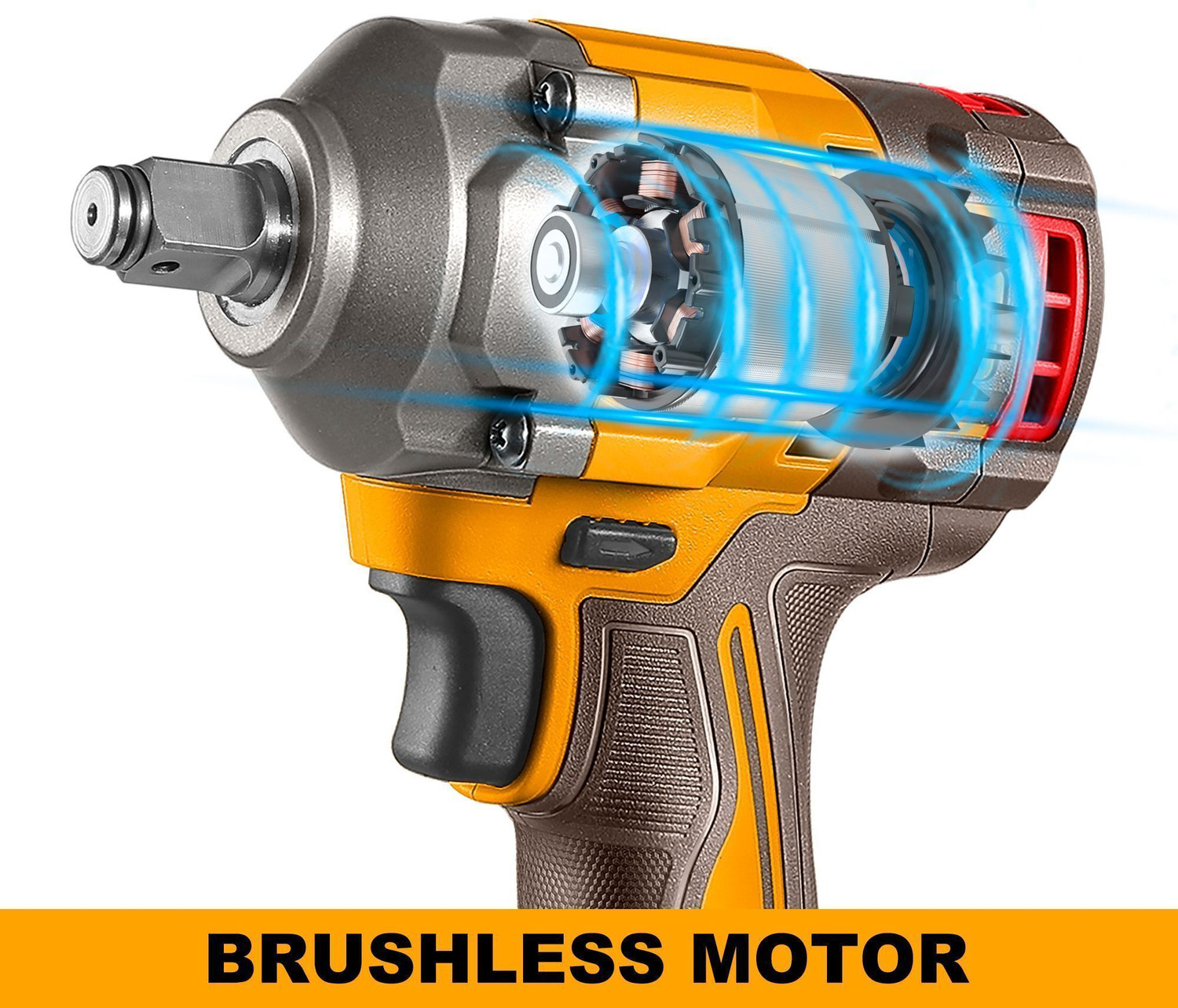 Image of INGCO 20V Cordless Impact Wrench 405Nm + Work Lamp | Complete Accessory Set | Cordless Impact Wrench