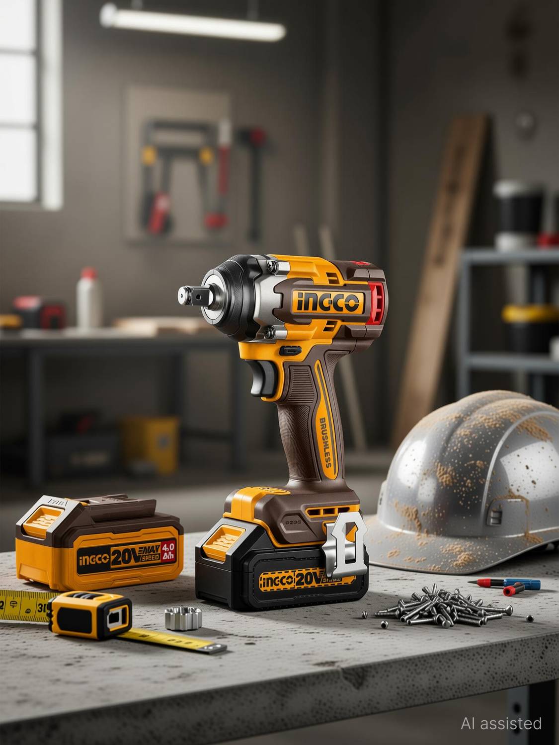 INGCO CIWLI2050 20V Cordless Impact Wrench 500Nm 3-Speed 2x4Ah Battery - Image 1