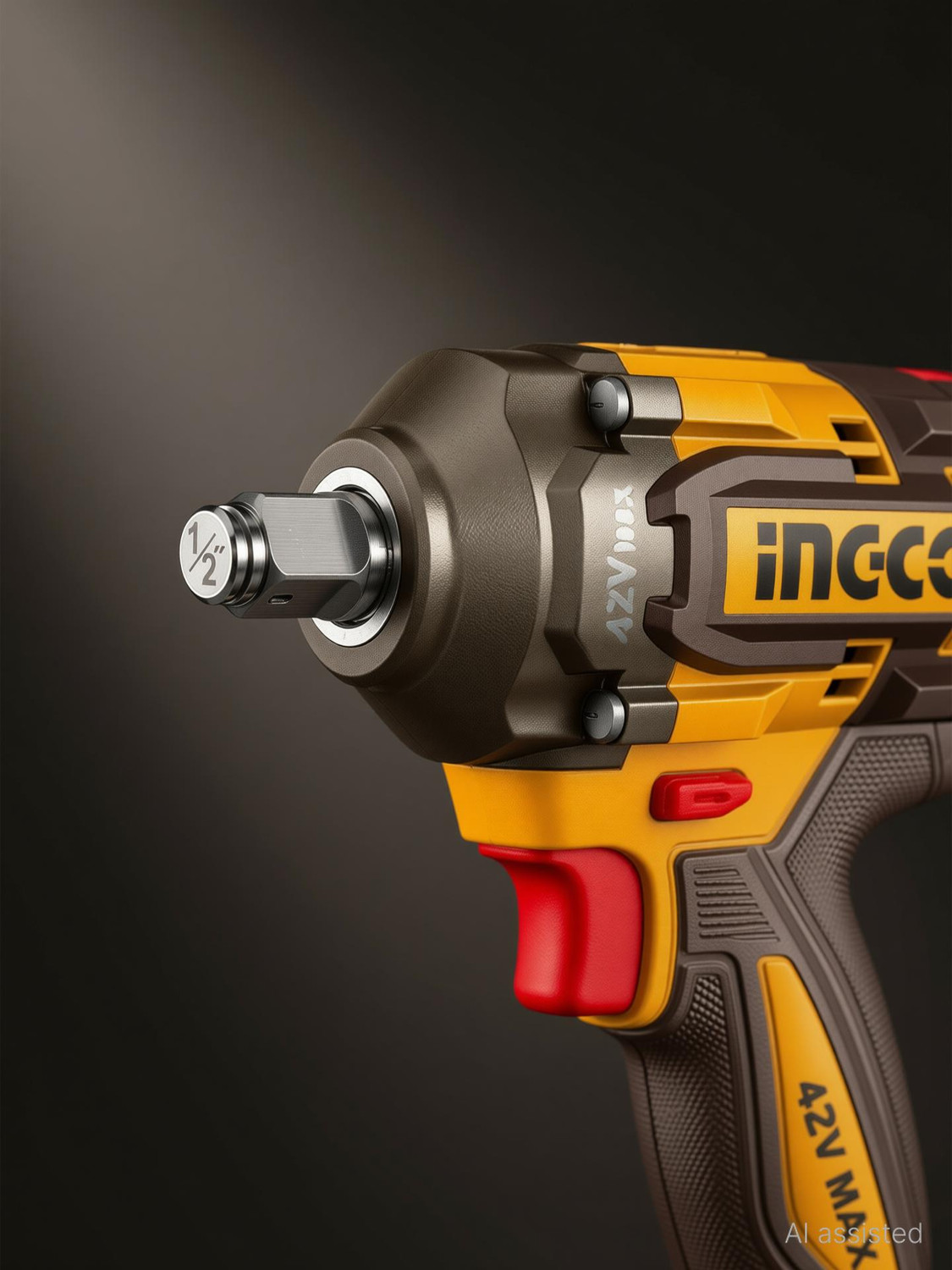 Image of INGCO 42V Brushless Cordless Impact Wrench 460Nm with 1 Battery and Charger Cordless Impact Wrench