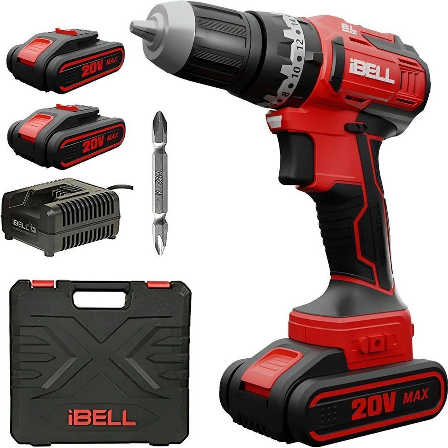 Image of iBELL Brushless Cordless Impact Driver Drill BM18-60, 20V, 1450 RPM,10mm Chuck, Cordless Impact Wrench