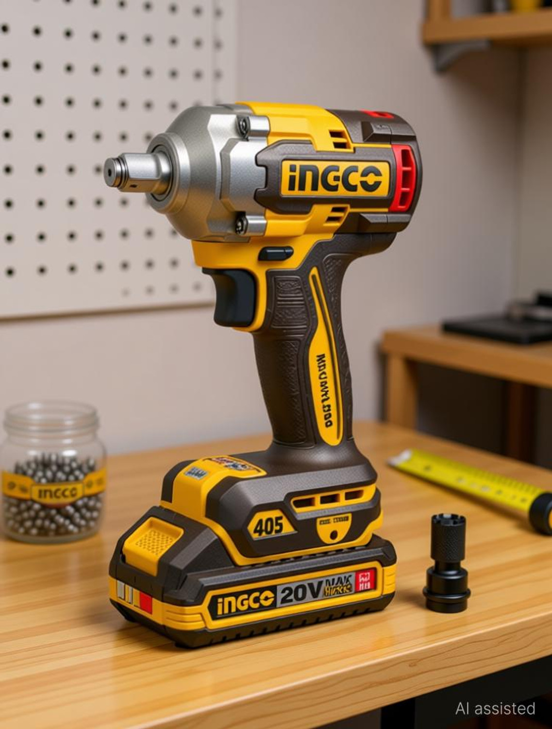 Image of INGCO 20V Cordless Brushless Impact Wrench 405Nm with 2.0Ah Batteries & Combo Kit Cordless Impact Wrench