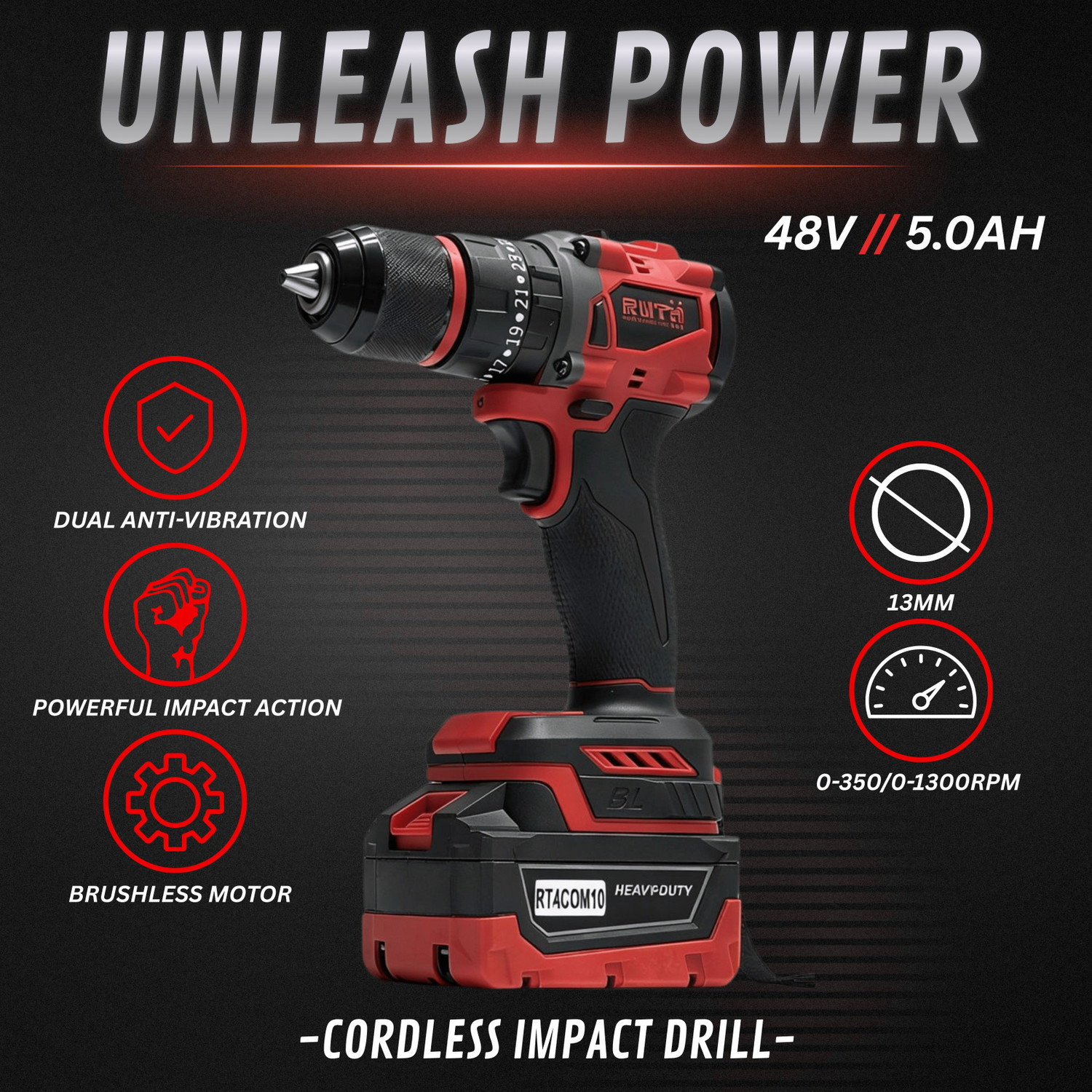 Image of Hakimi 4PCS CORDLESS COMBO KIT BL MOTOR IMPACT DRILL ANGLE GRINDER HAMMER DRILL 26MM Cordless Impact Wrench