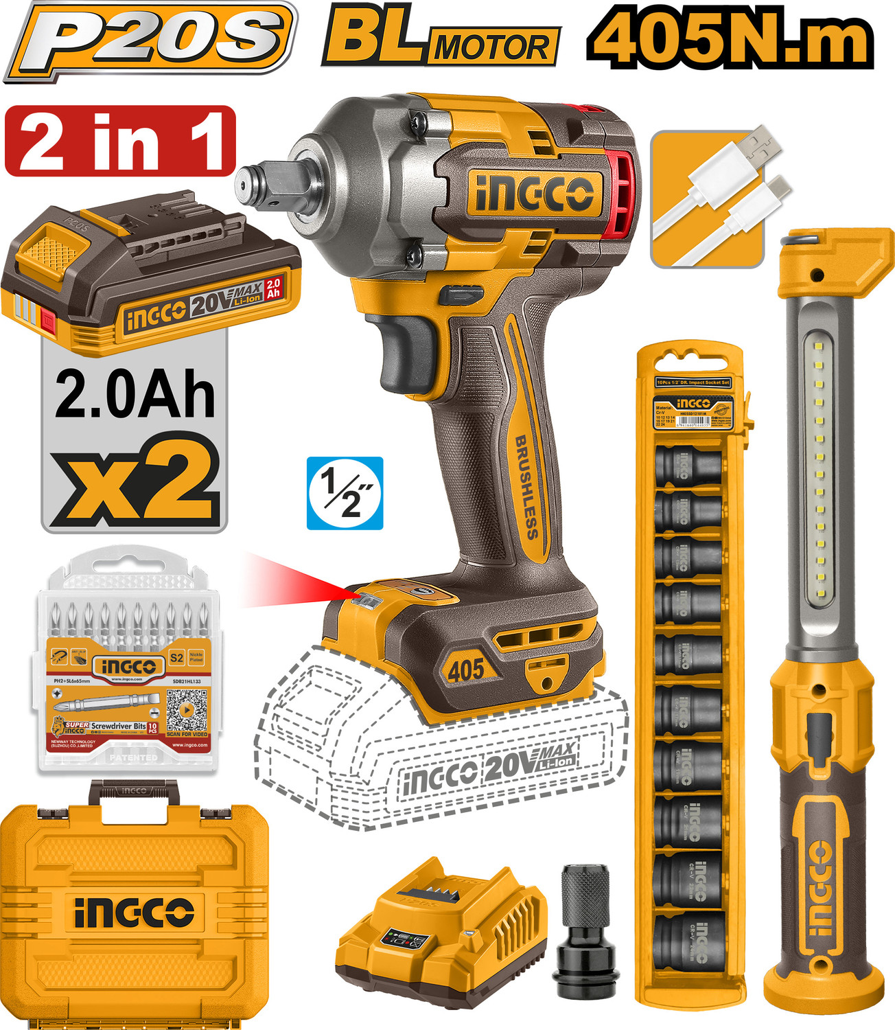 Image of INGCO Power & Hand Tool Kit