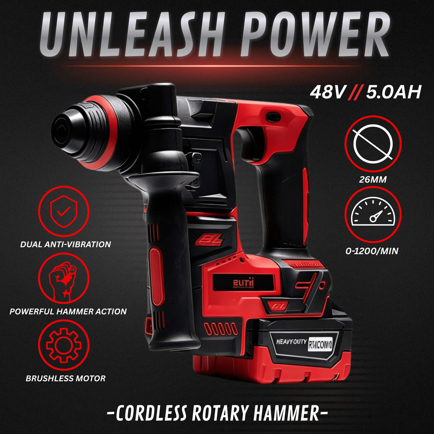 Image of Hakimi 4PCS CORDLESS COMBO KIT BL MOTOR IMPACT DRILL ANGLE GRINDER HAMMER DRILL 26MM Cordless Impact Wrench