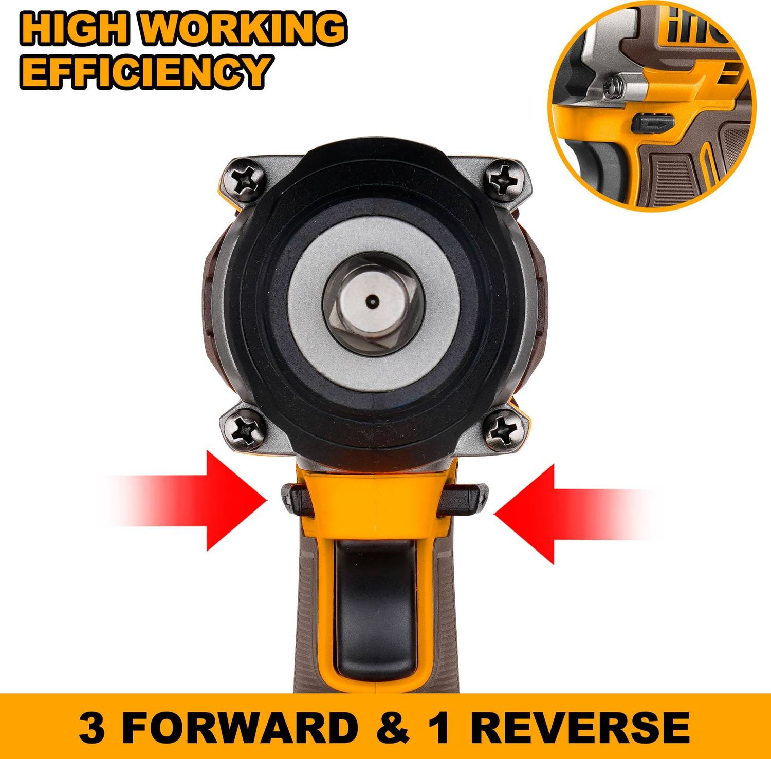 INGCO CIWLI2050 20V Cordless Impact Wrench 500Nm 3-Speed 2x4Ah Battery - Image 5