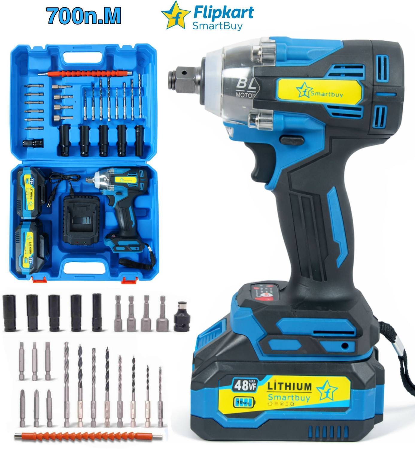 Flipkart SmartBuy 700Nm Cordless Impact Wrench, 1/2" Shaft, 2