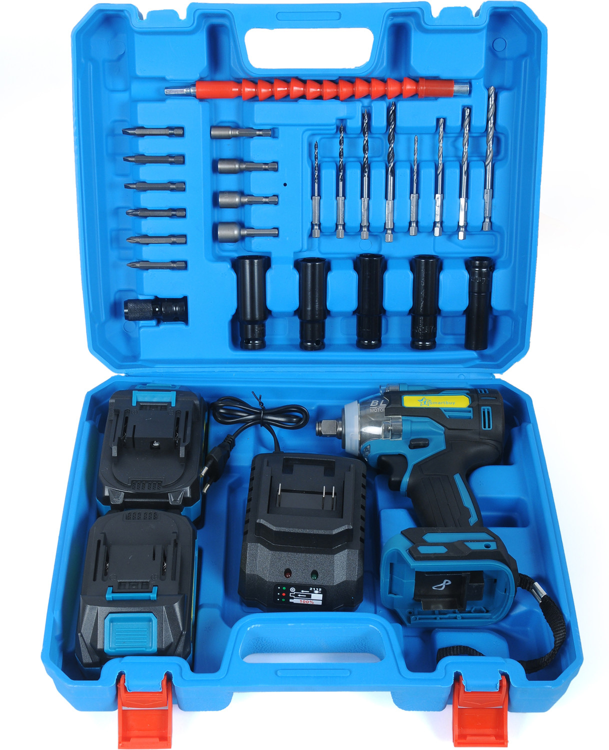 Image of Flipkart SmartBuy Cordless Impact Wrench 700Nm, 2 Battery 48Vf Power Tools 1 /2 inch Square Shaft Cordless Impact Wrench