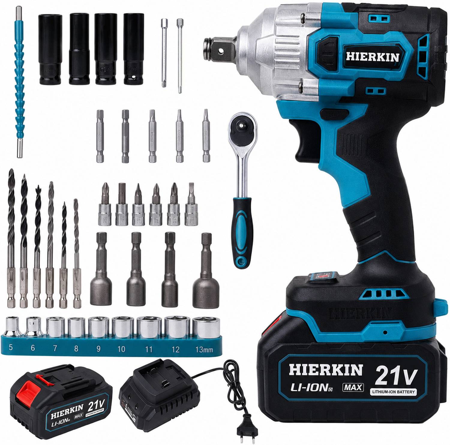 HIERKIN 21V Brushless Cordless Impact Wrench Kit - Image 1