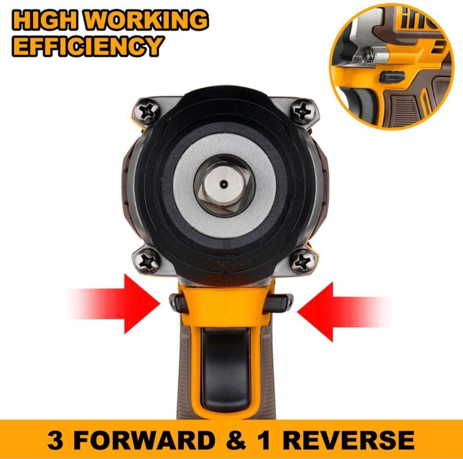 Image of INGCO Cordless Combo Kit 65 NM Ratchet Wrench, Led Work Lamp & 500 NM Cordless Impact Wrench