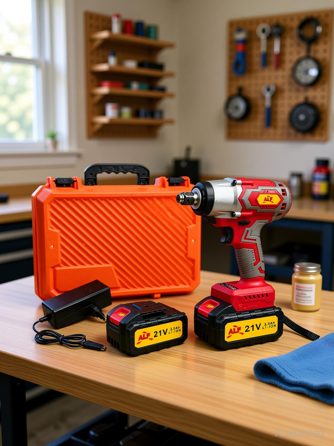 Image of Hamid ALF 21V Brushless Impact Wrench 550Nm Torque| 2 x 2.5Ah Li-Ion Batteries Cordless Impact Wrench