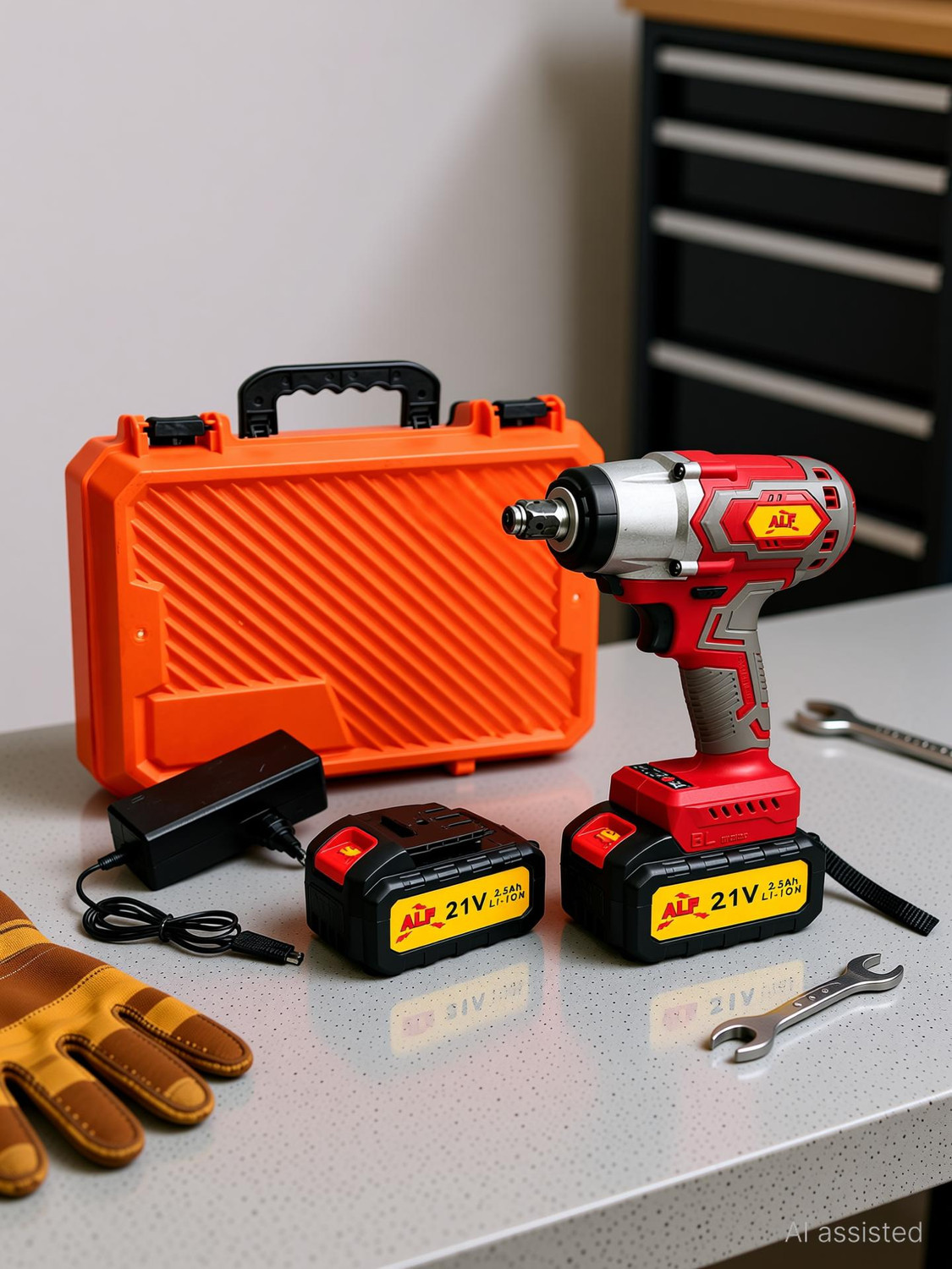 Image of Hamid ALF 21V Brushless Impact Wrench 550Nm Torque| 2 x 2.5Ah Li-Ion Batteries Cordless Impact Wrench