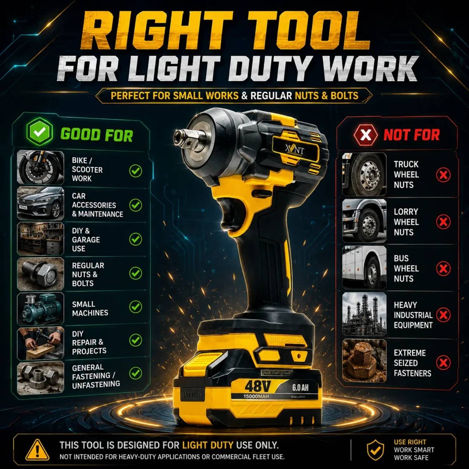 NTH XLNT 48V 650Nm Cordless Impact Wrench - Image 5