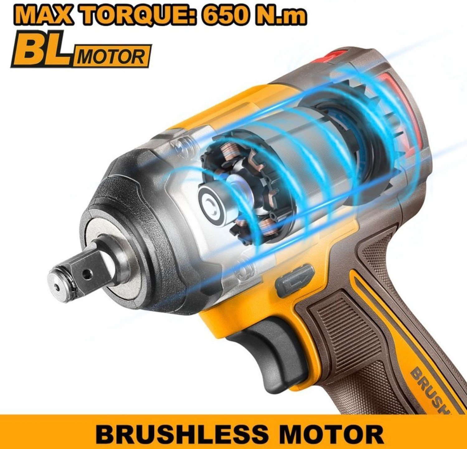 Image of INGCO Cordless Combo Kit 65 NM Ratchet Wrench, Led Work Lamp & 500 NM Cordless Impact Wrench
