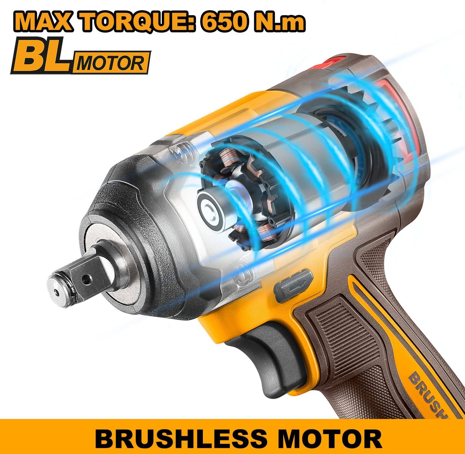 INGCO CIWLI2050 20V Cordless Impact Wrench 500Nm 3-Speed 2x4Ah Battery - Image 3