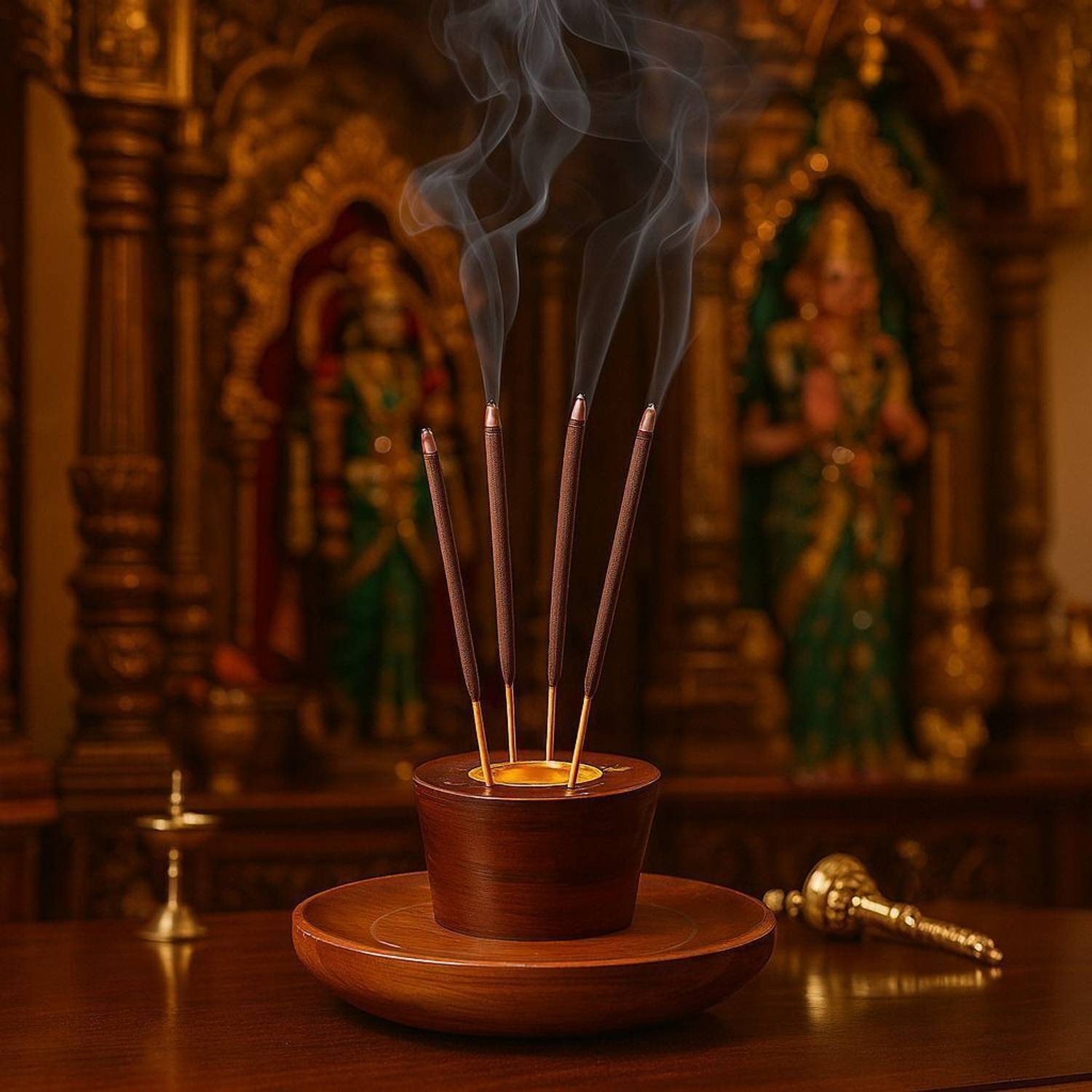 DAIVIKSDECOR Wooden Brass Agarbatti Stand - Image 5