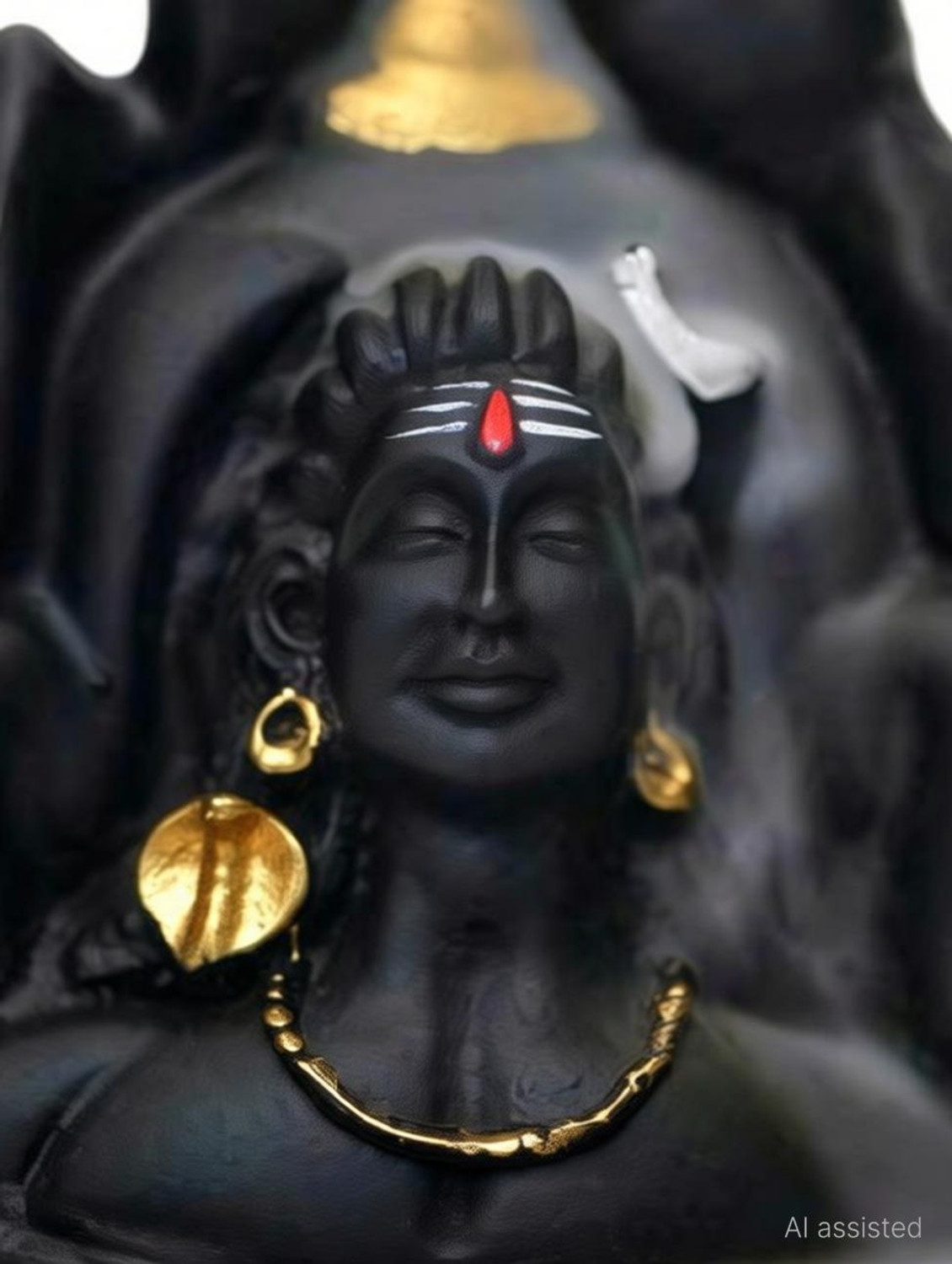 Image of Shree shyam Ltd Lord Adiyogi Shiva Idol Statue Pack of 1 With Free60 Cone Polyresin Incense Holder (Black)