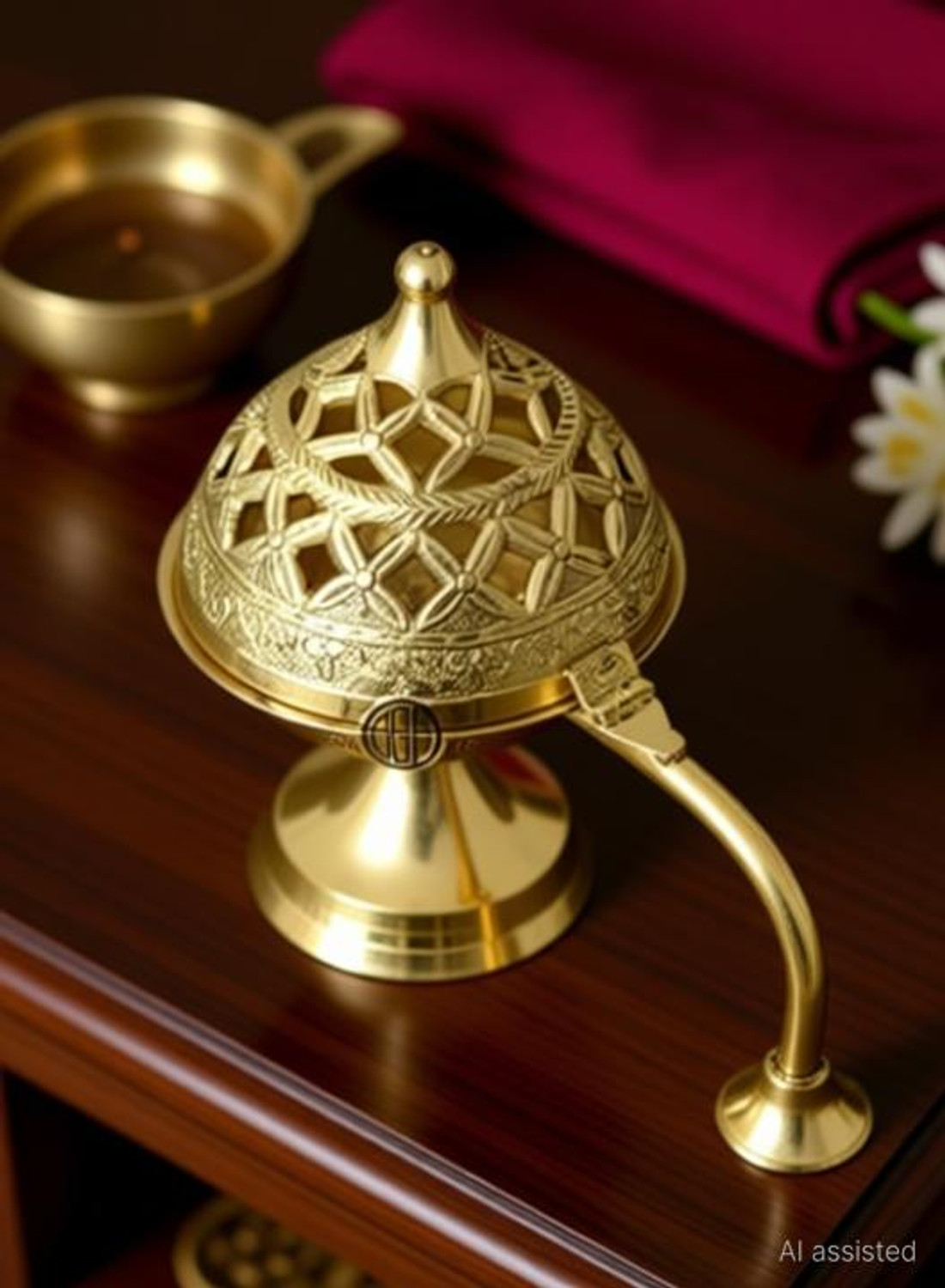 Image of Dsh Home Purifying Brass Dhuna Loban Burner Dhooni Dhoop Dani Dhuni Brass Dhoop Dani Brass Incense Holder